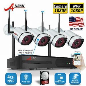   Security Camera System Wireless Home 1080P HD 4CH WIFI NVR CCTV Outdoor 1TB HDD