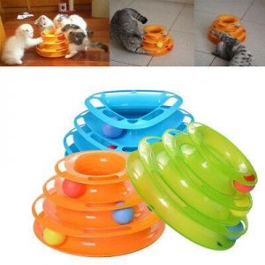 Outsideus pet products    Funny Toys Pet Cat Crazy Ball Disk Interactive Amusement Plate Trilaminar Toy