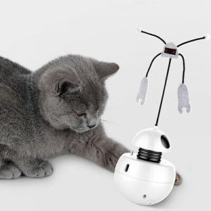    Robot Pet Interactive Cat Toy Rotating Ball Tumbler Kitten Light Spinning Toy