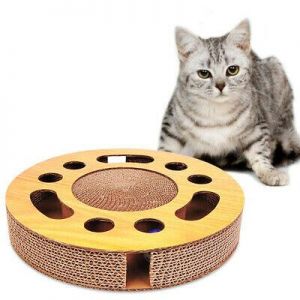    Pet Cat Scratcher Interactive Catnip Toys Kitten Scratching Cardboard with Ball